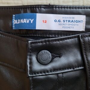 Old Navy Black Faux Leather High-Rise Pants